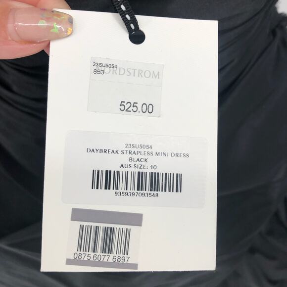 AJE Women's Daybreak Strapless Mini Dress Black Size 10 Sweetheart Neck NWT - Picture 10 of 14